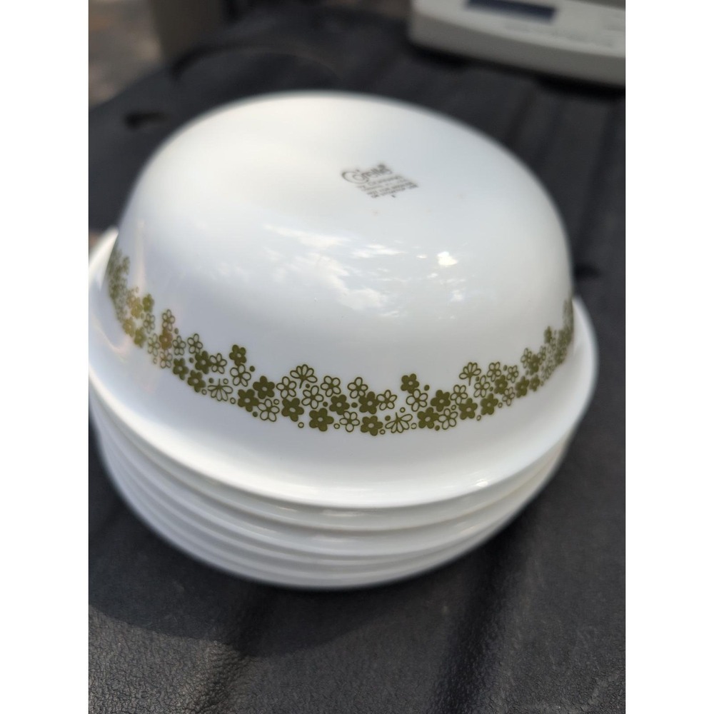 Vintage Corelle Crazy Daisy Spring Blossom Green Cereal Bowls Set of 6 USA